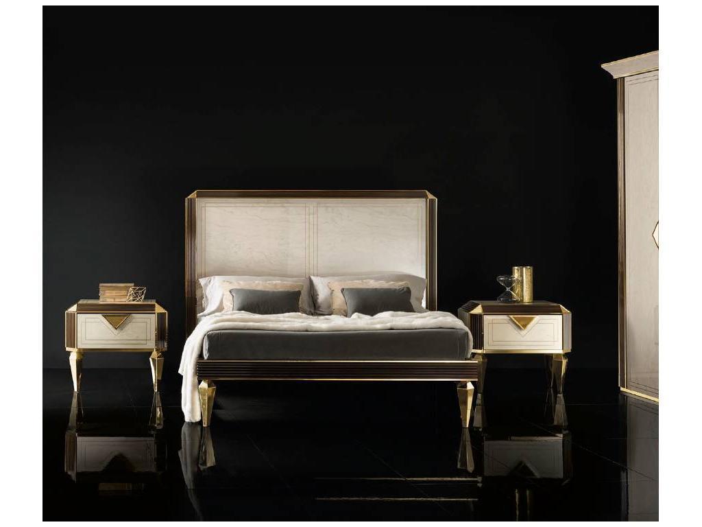 кровать двуспальная Arredo Classic Diamante 160х200 (слоновая кость, вяз, золото)
