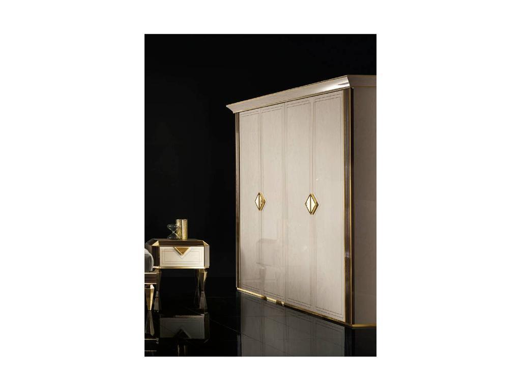 шкаф 4 дверный Arredo Classic Diamante  (слоновая кость, вяз, золото)