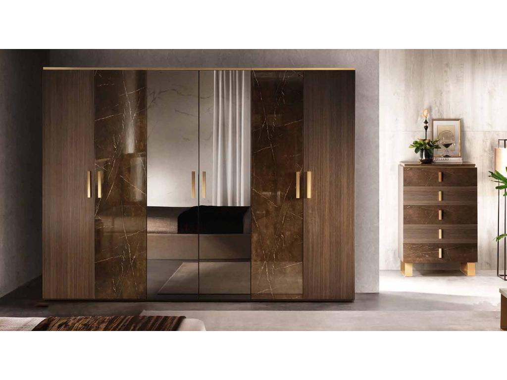 шкаф 6-ти дверный Arredo Classic Essenza  (венге, коричневый, золото)