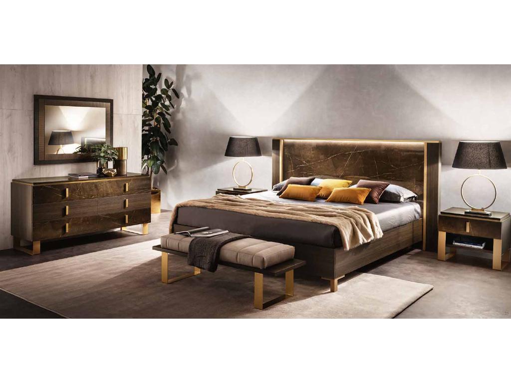 кровать двуспальная Arredo Classic Essenza 200х200 (венге, коричневый, золото)