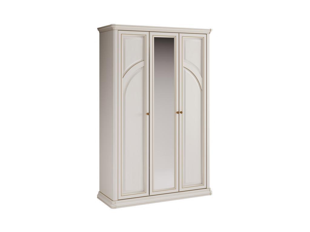шкаф 3 дверный Liberty Сильвия с зеркалом (белый ясень, золотая патина)