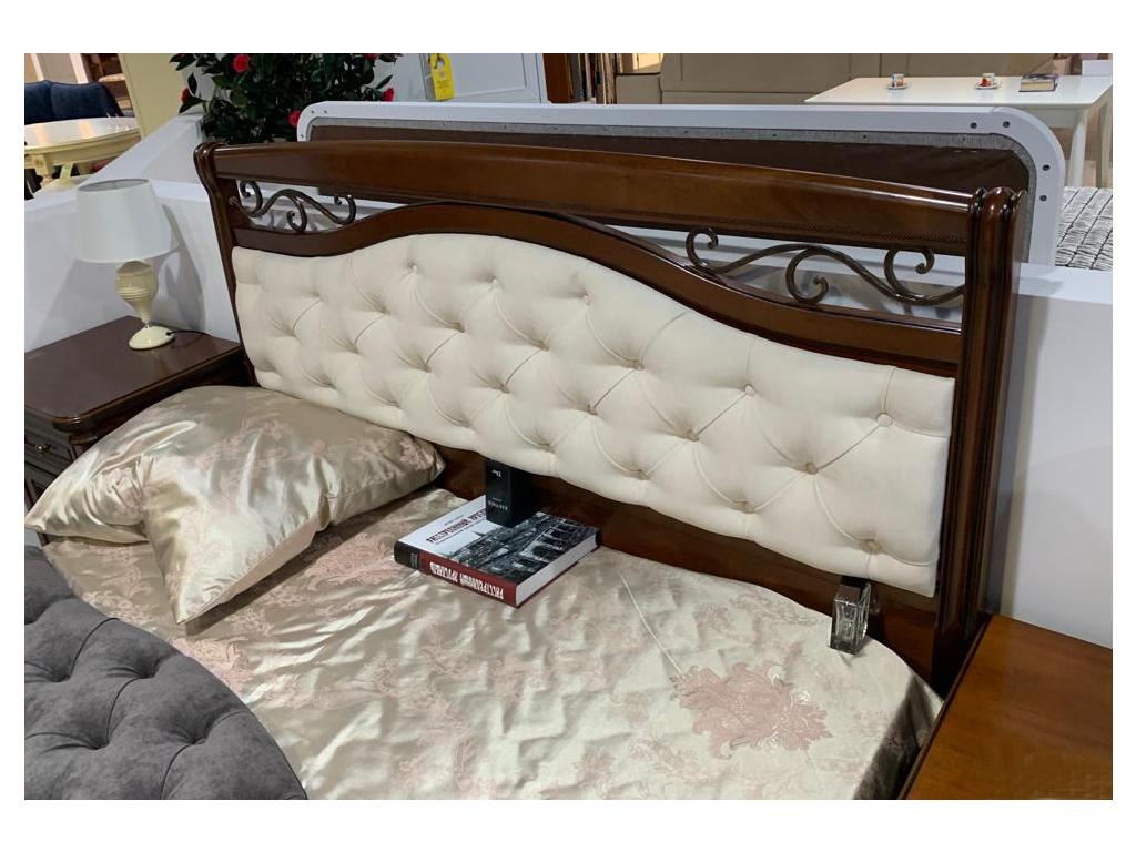 кровать двуспальная Liberty Сильвия 160х200 с с мягким элементом (орех милано, экокожа)