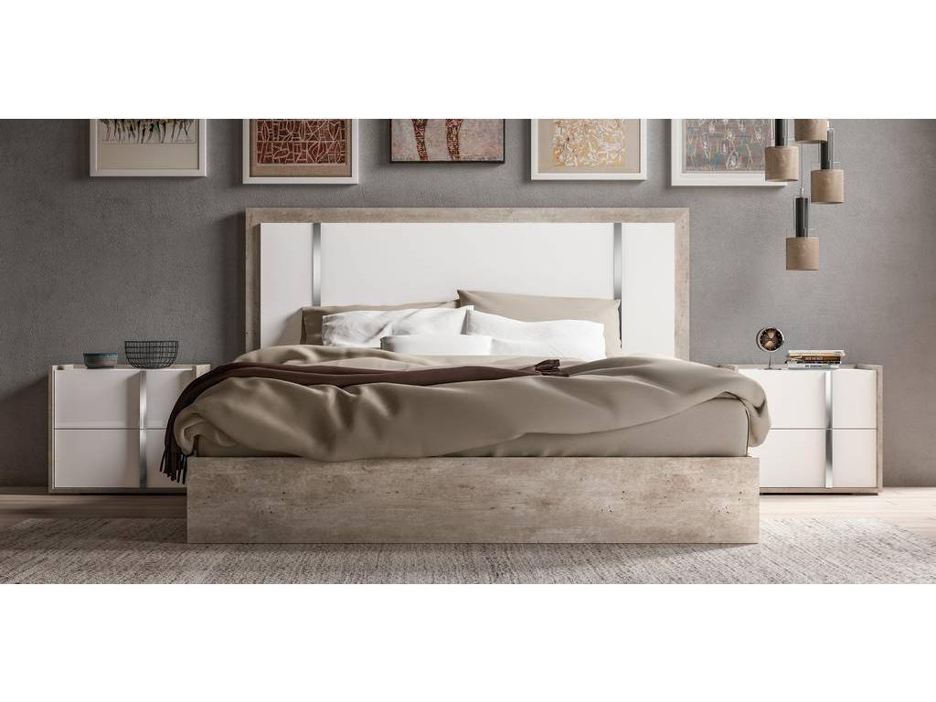 кровать двуспальная Status Treviso 180х203 (белый, серый)