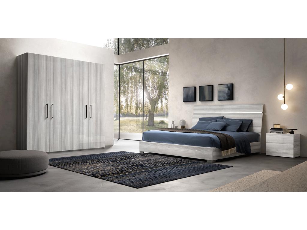 спальня современный стиль Status Mia со шкафом (silver grey)