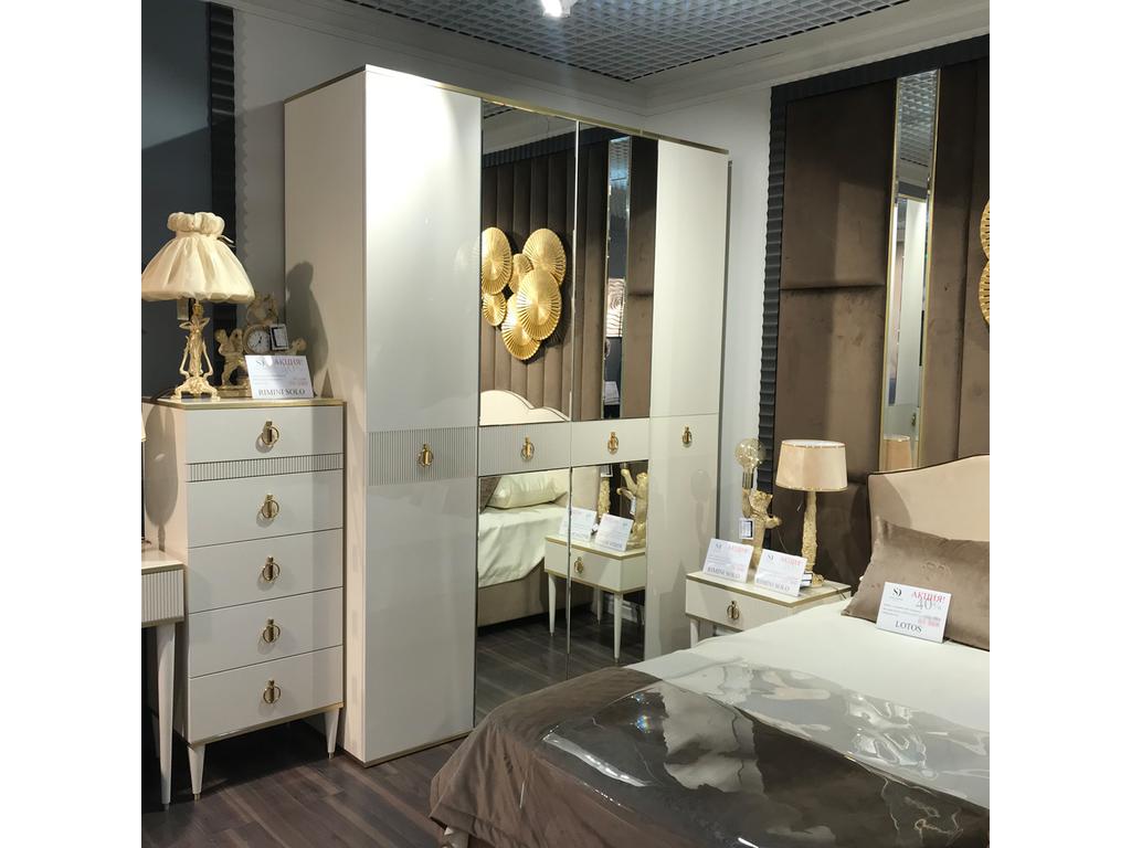 шкаф 4 дверный ЯМ Римини Соло с зеркалами (белый, золото)