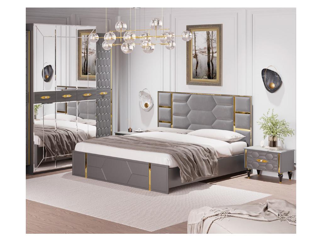 кровать двуспальная Мэри Мария 180х200 (золото, серый)