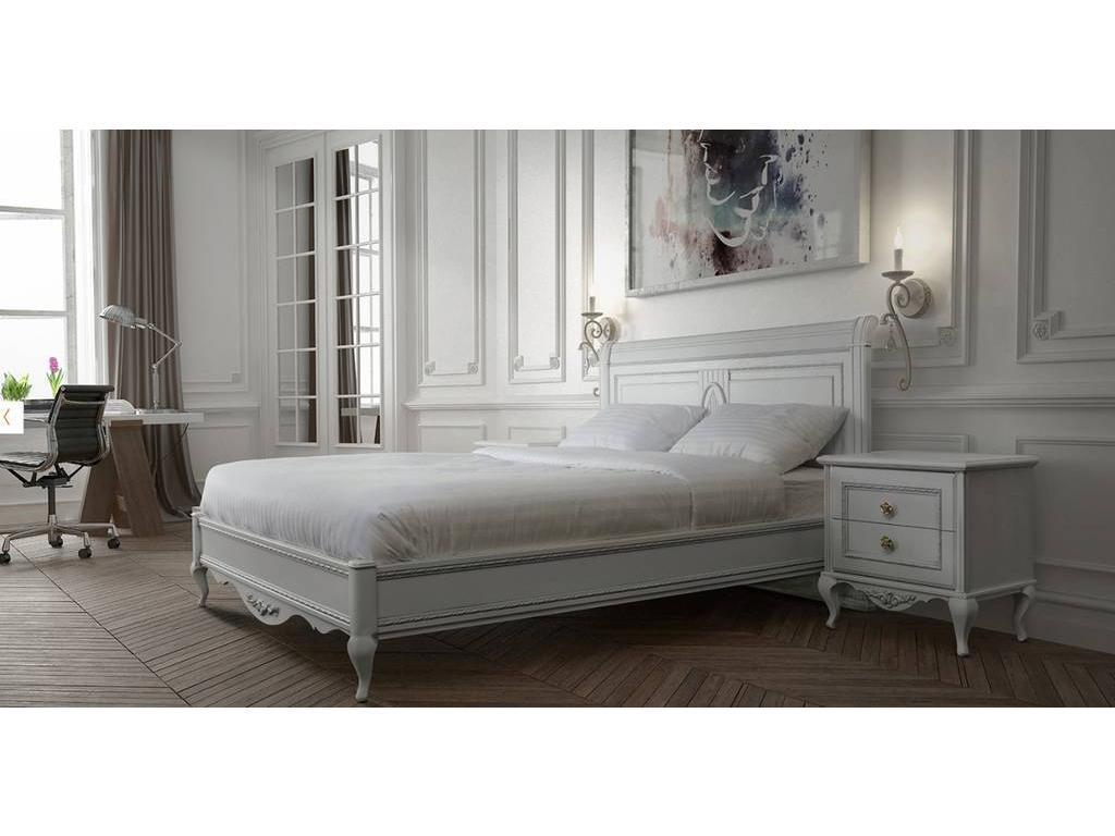 кровать двуспальная Timber Неаполь  (белый, серебро)