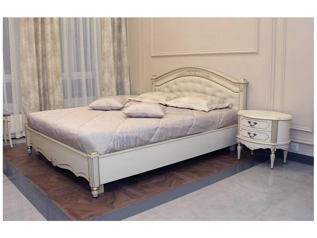 кровать двуспальная Юта Палермо 180х200 (белый, патина)