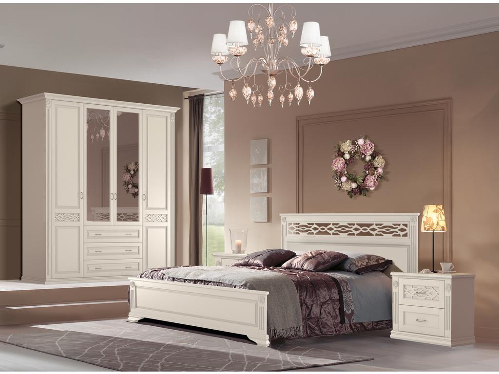 спальня классика МастМур Верона комната с 4 дв шкафом (ваниль)