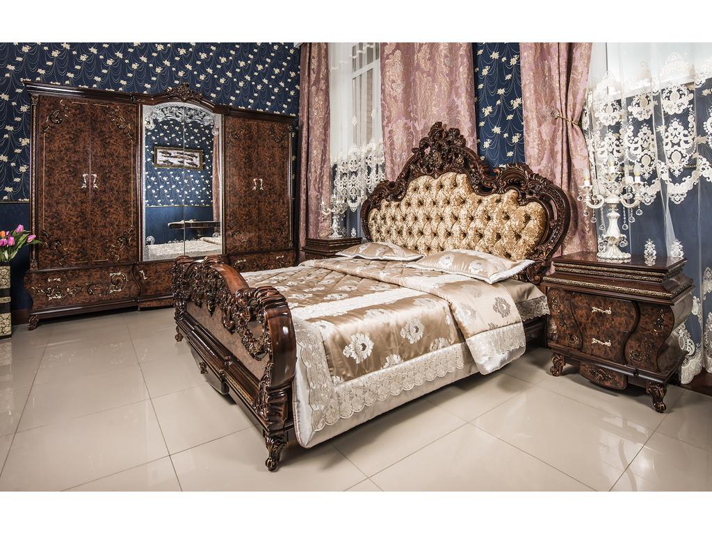 спальня барокко Эд Эль Анжелика со шкафом (платина, орех)