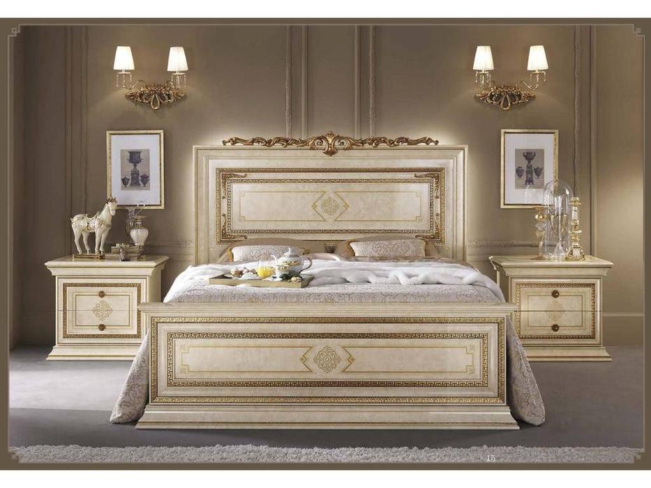 кровать двуспальная Arredo Classic Leonardo 200х200 (крем, золото)