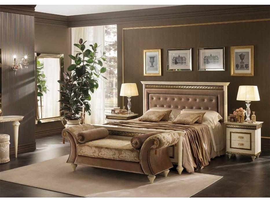 кровать двуспальная Arredo Classic Fantasia 160х190 с мягкой спинкой (кремовый мраморный)