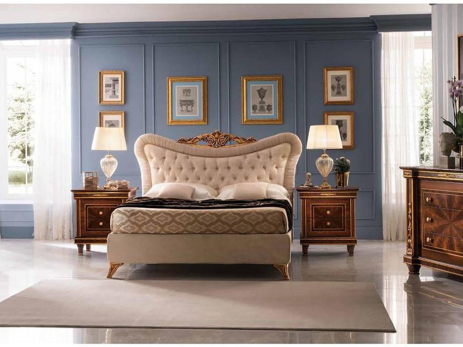 кровать двуспальная Arredo Classic Modigliani 160х190 с мягкой спинкой (орех)