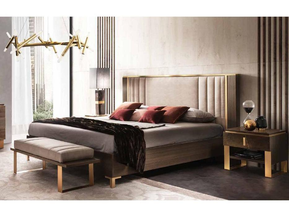 кровать двуспальная Arredo Classic Essenza 160х190 с мягкой спинкой (венге, коричневый, золото)
