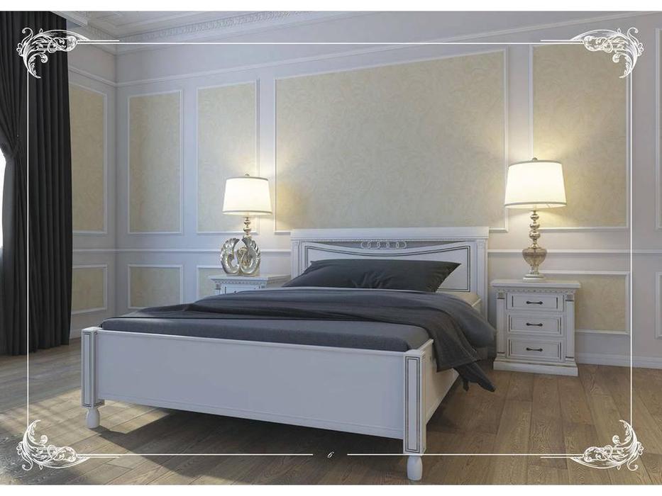 кровать двуспальная Liberty Флоренция 160х200 без изножья (слоновая кость, золото)