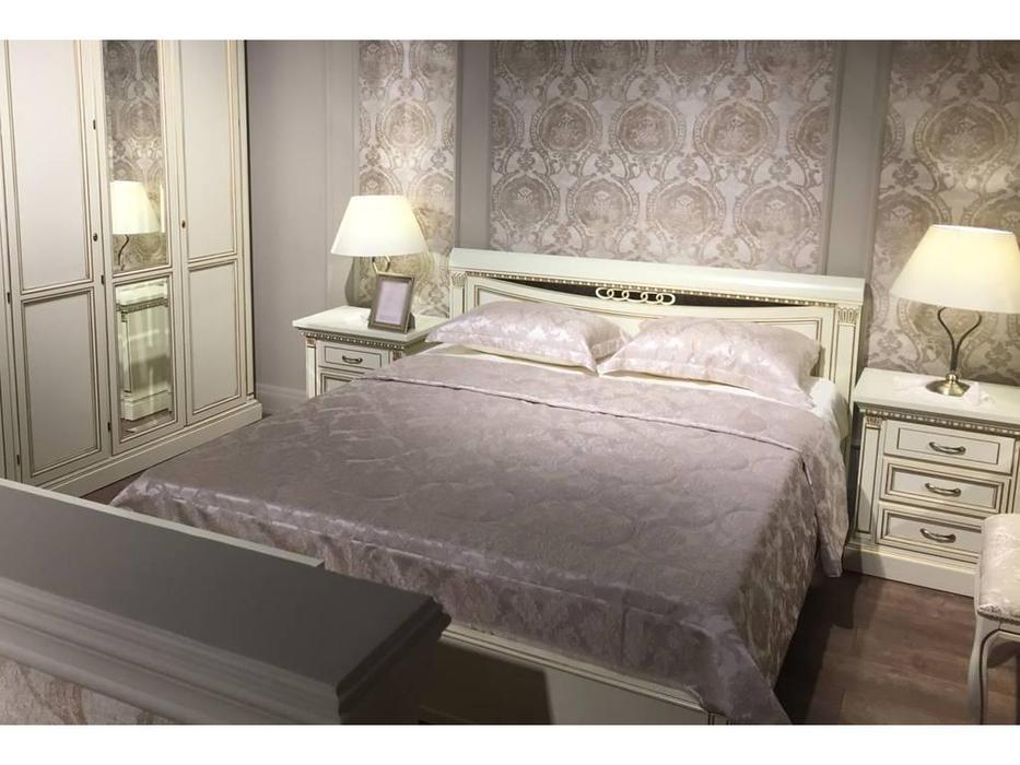 кровать двуспальная Liberty Флоренция 160х200 с подъемным мех-ом (слоновая кость, золото)