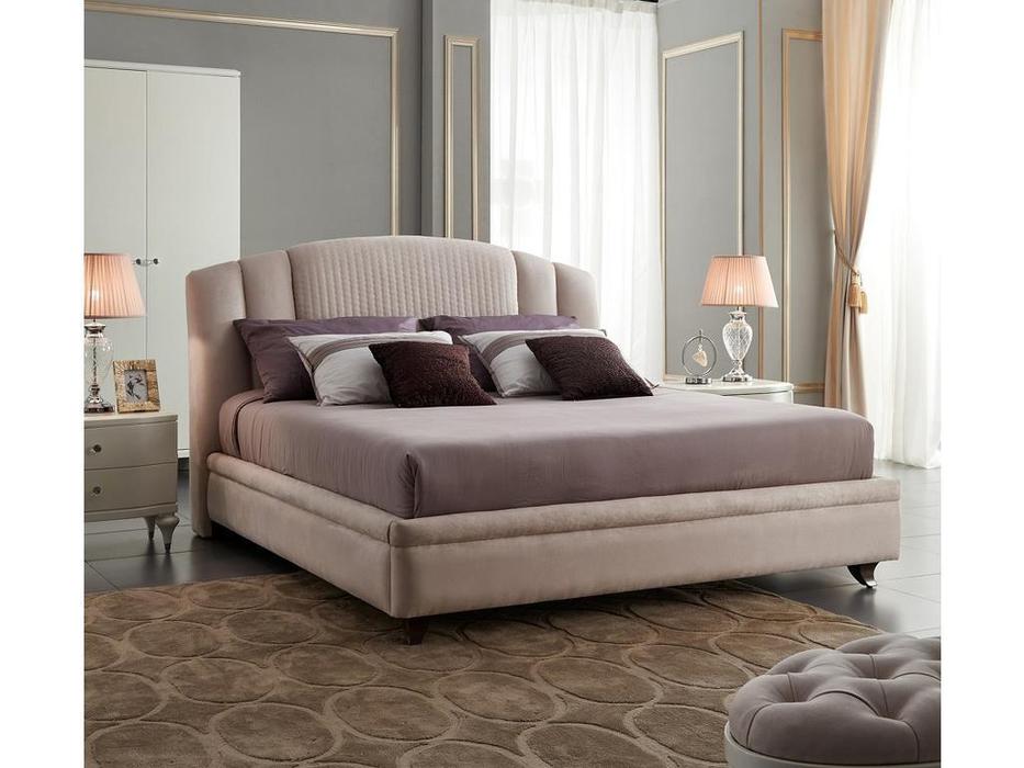 кровать двуспальная Fratelli Barri Rimini 180х200  ткань (бежевый, белый лак)