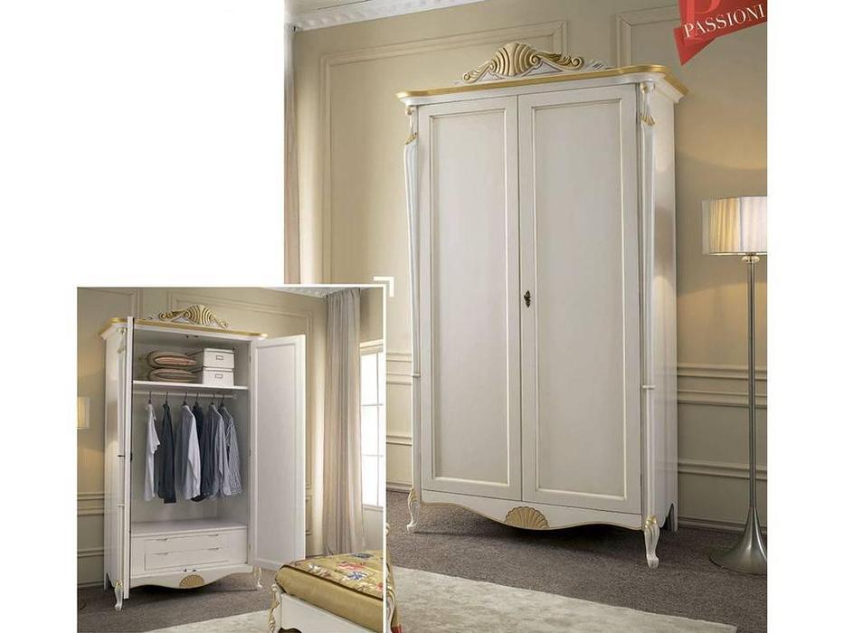 шкаф 2-х дверный Tarocco Vaccari Passioni  (белый, золото)