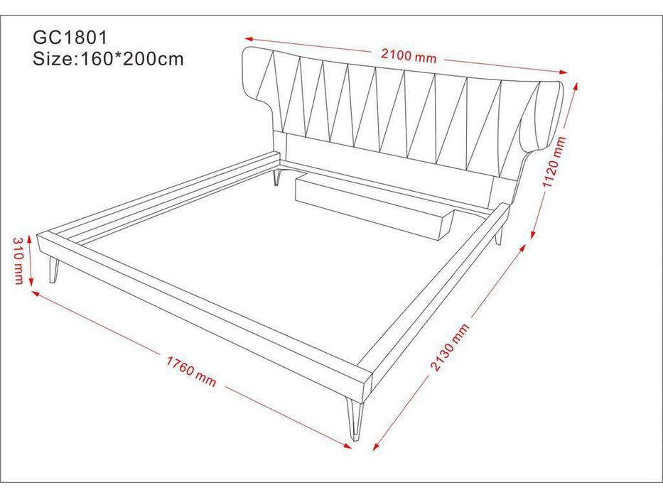 кровать двуспальная ESF GC1801 160х200 (серый)