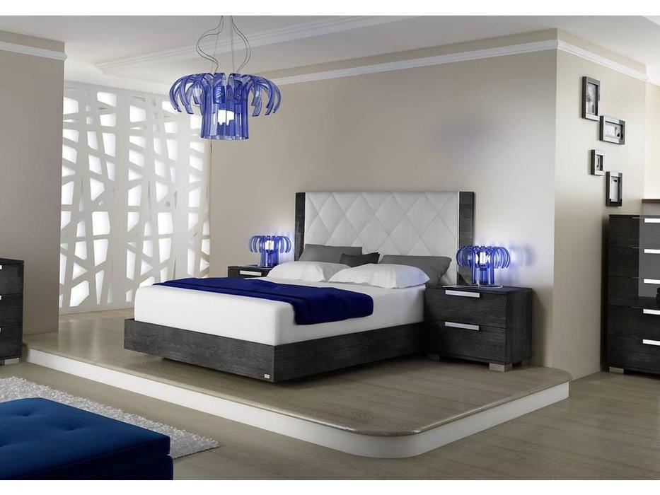кровать двуспальная Status Sarah 160х200 Rhombus с мягким изголовьем (серый)