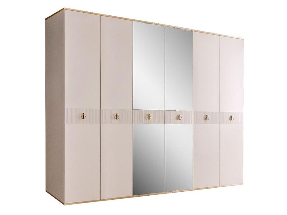 шкаф 6 дверный ЯМ Римини Соло с зеркалами (слоновая кость)