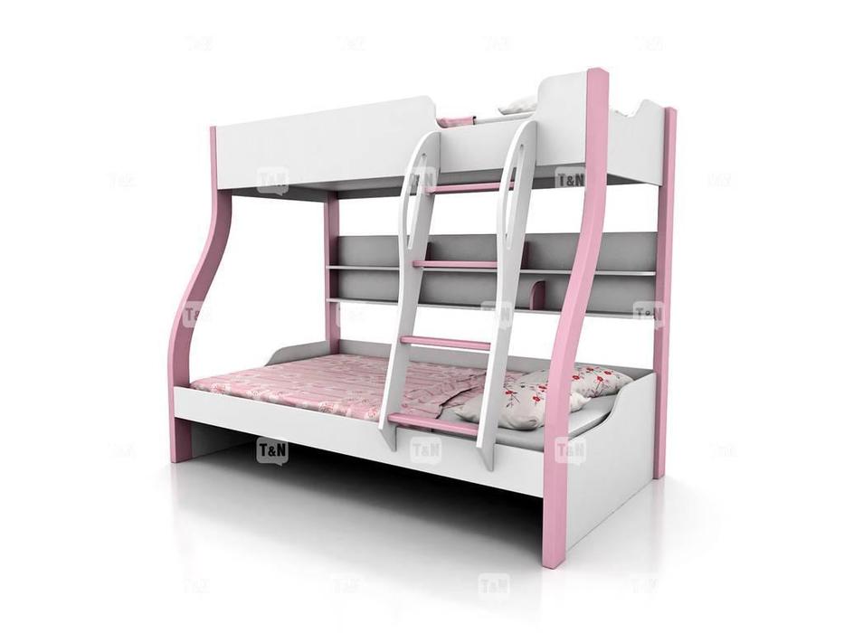 кровать двухъярусная Tomyniki Tracy  (цвет дуба, розовый, салатовый, голубой)