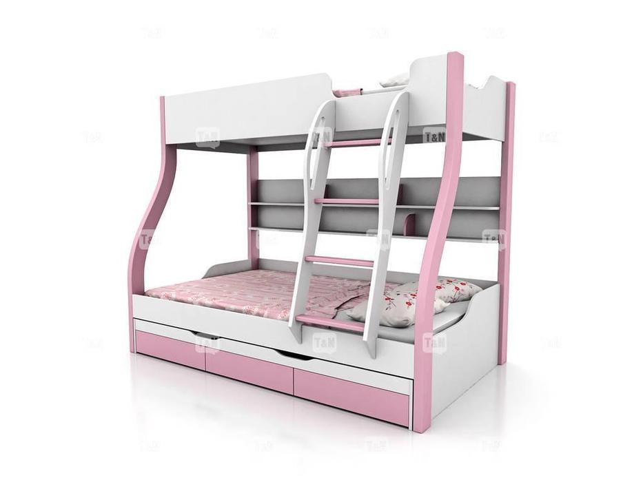 кровать двухъярусная Tomyniki Tracy с ящиком (цвет дуба, розовый, салатовый, голубой)