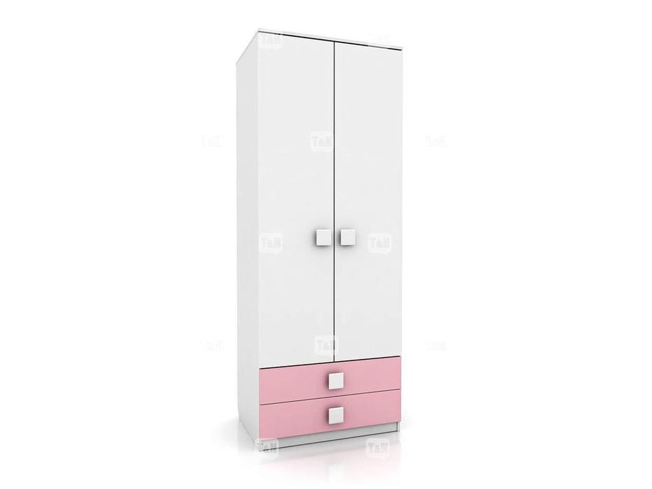 шкаф 2-х дверный Tomyniki Tommy с 2-мя ящиками (розовый, салатовый, голубой, цвет дуба)