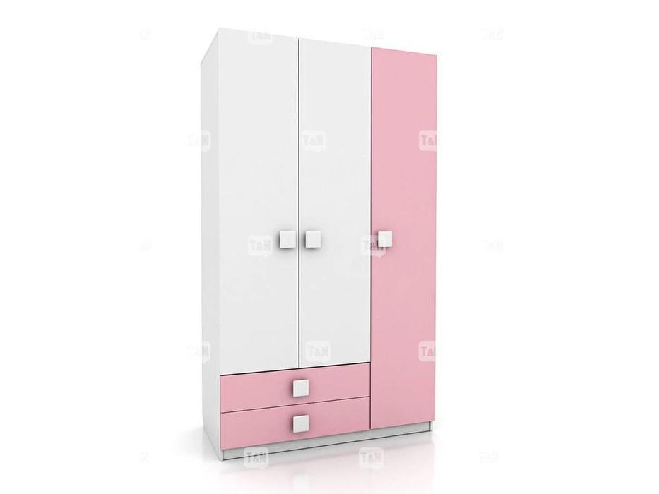шкаф 3-х дверный Tomyniki Tommy с 2-мя ящиками (розовый, салатовый, голубой, цвет дуба)
