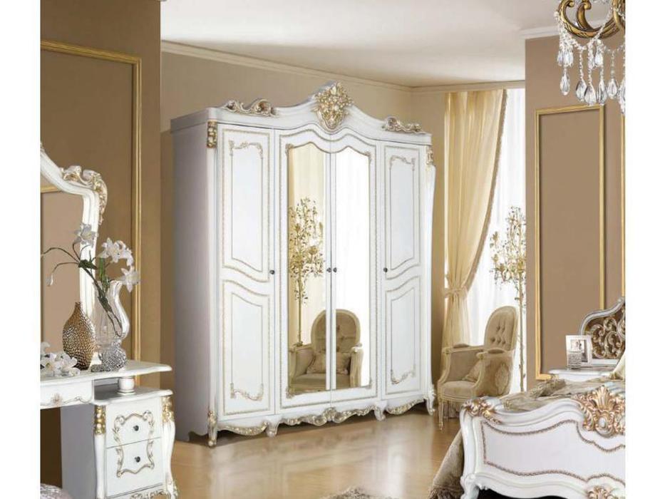 шкаф 4 дверный Dia Джоконда с зеркалами (крем, золото)