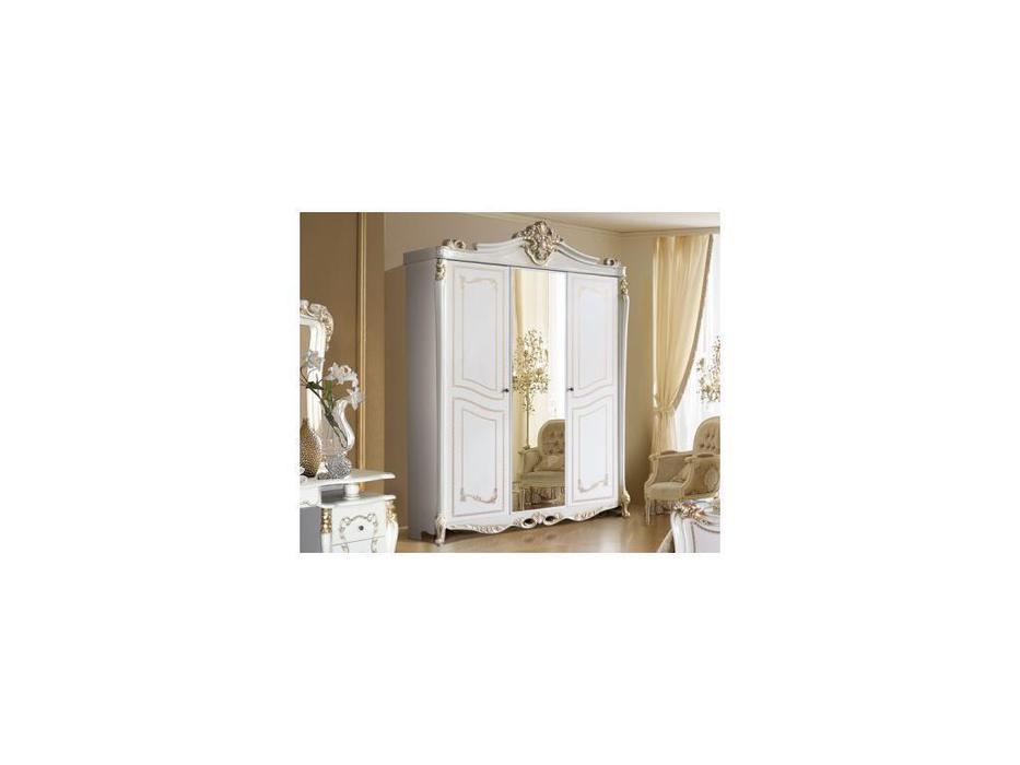 шкаф 3 дверный Dia Джоконда с зеркалом (крем, золото)