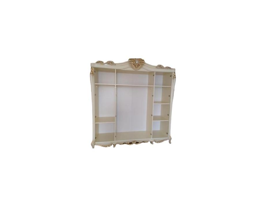 шкаф 6 дверный Dia Грация с зеркалом (белый, золото)