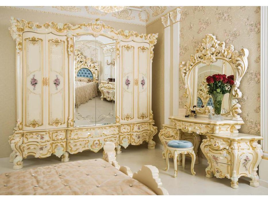 стол туалетный Мэри Барокко Люкс  (золото, крем)