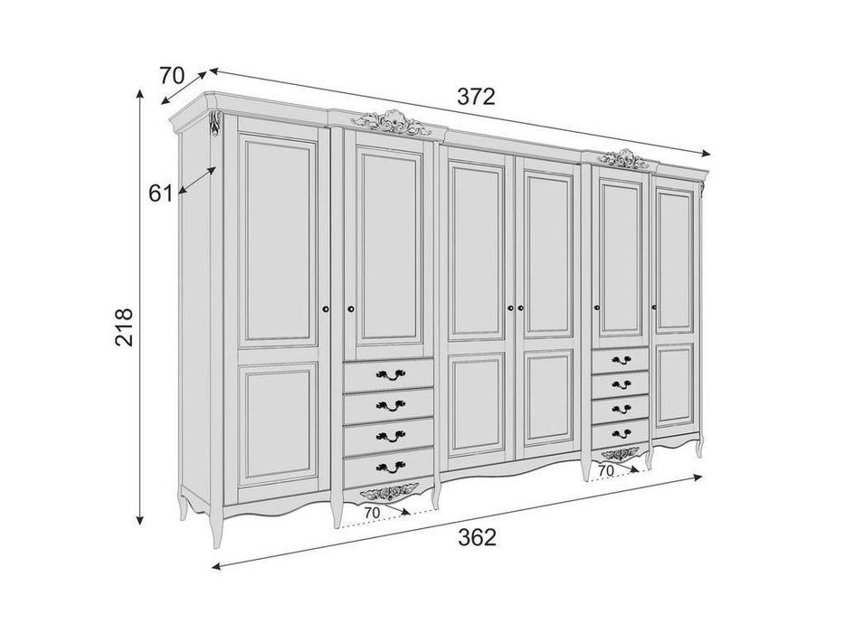 шкаф 6 дверный Latelier Du Meuble Atelier Home  (серо-бежевый, серебро)