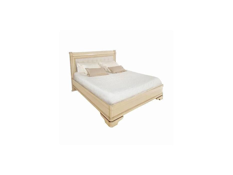 кровать двуспальная Timber Палермо 160х200 без изн-я с мягкой спинкой (ваниль, золото)