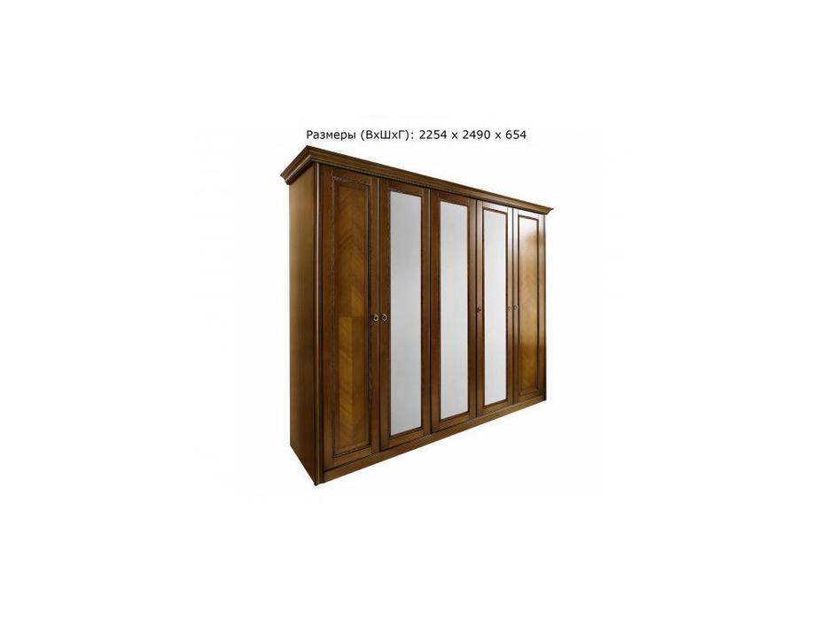 шкаф 5 дверный Timber Палермо с зеркалами (орех)