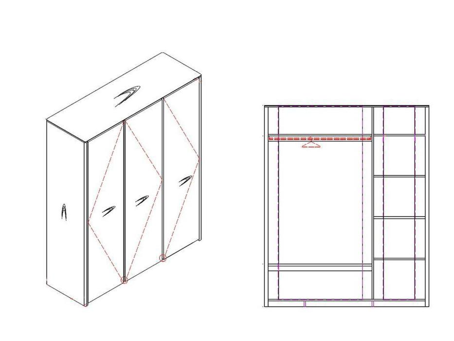 шкаф 3 дверный Mod Interiors Paterna  (дуб)
