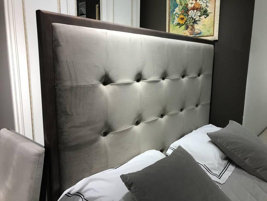 кровать двуспальная RFS Монте-Карло 160х200 с мягким изголовьем (дуб медовый, серо коричневый)
