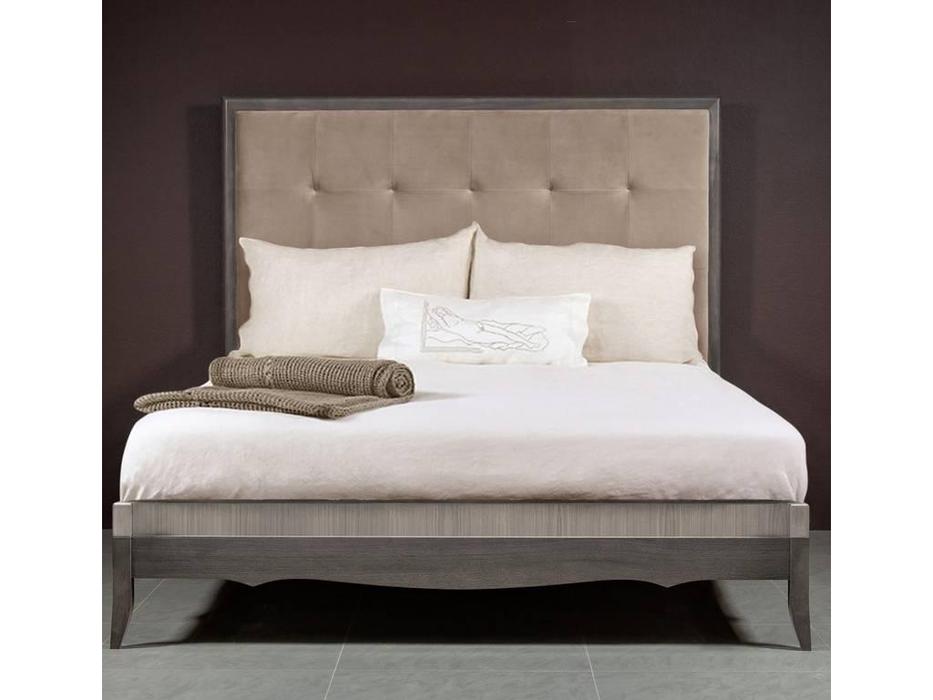 кровать двуспальная RFS Монте-Карло 160х200 с мягким изголовьем (дуб дымчатый,пепельный)