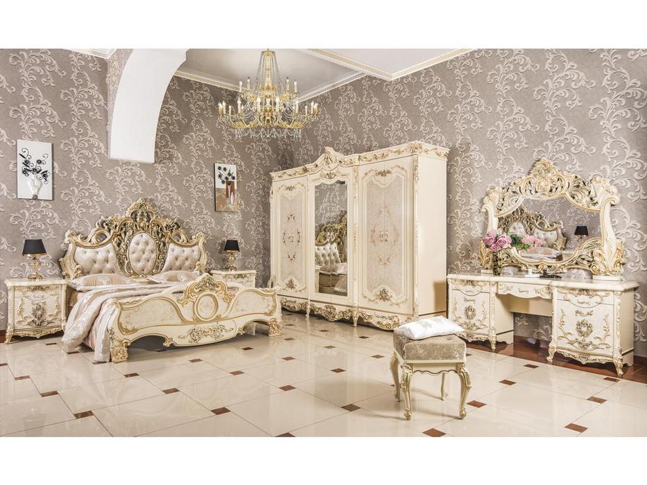 спальня барокко Эд Эль Императрица с 6 дв шкафом (платина, слоновая кость)