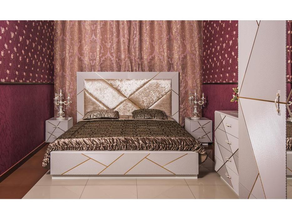 кровать двуспальная Эд Эль Оливия 160х200 (золото, серый)